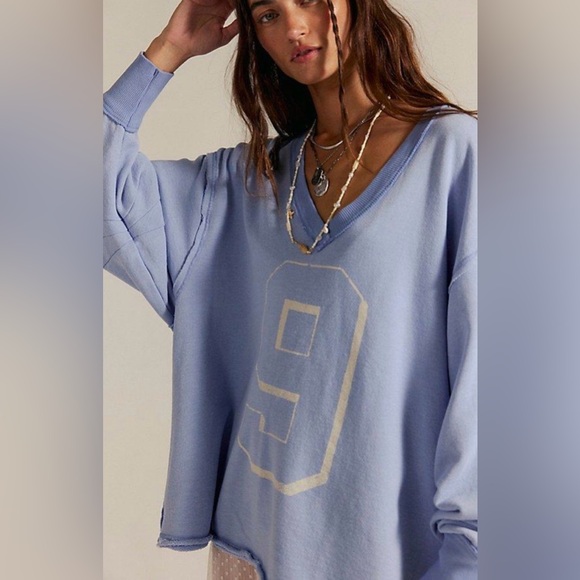 We The Free Venice V-Neck Graphic Sweatshirt Number 9 - Picture 2 of 4